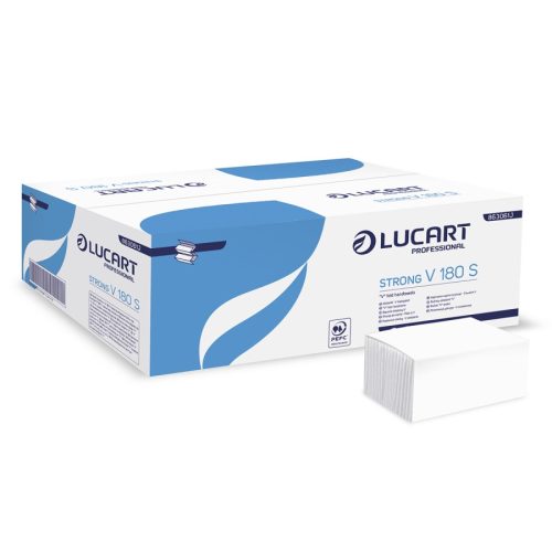 Hajtogatott kéztörlő fehér cellulóz 2 rét Lucart Strong V 180 