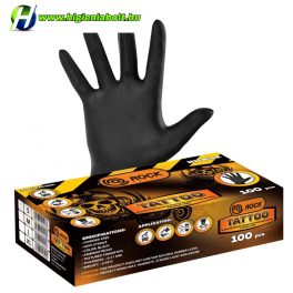   Fekete eldobható nitril kesztyű, púder mentes(100db/csom) Rock tattoo S
