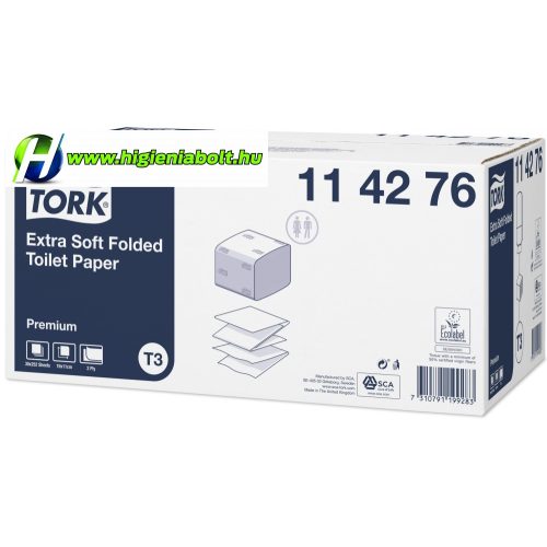 Tork 114276 Premium hajtogatott toalettpapír, Extra Soft T3