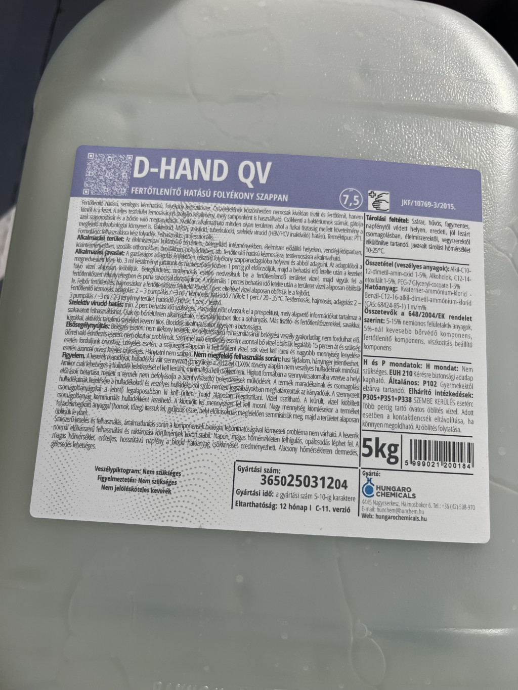 Image of D-Hand QV Kézfertőtlenítő szer 5L