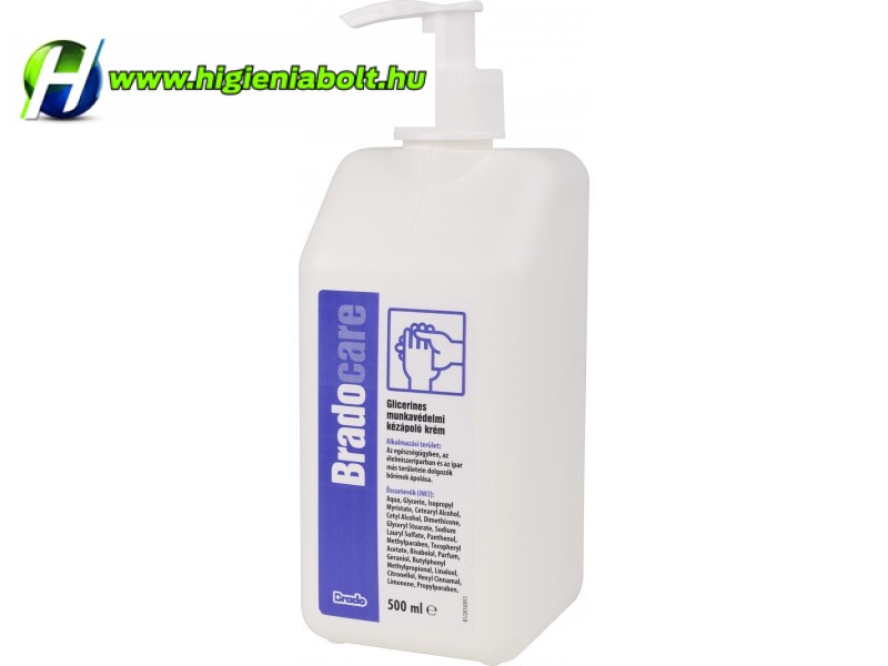 Image of bradocare kézápoló krém 500ml munkavédelmi glicerines pumpás