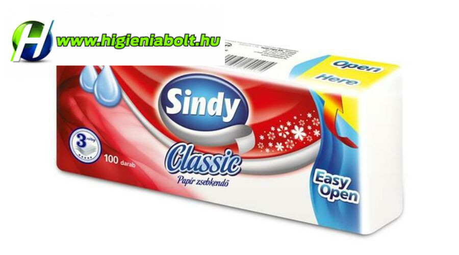 Image of Papír zsebkendő, 3 rétegű, 100 db, "Sindy", classic
